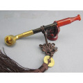 Collectible    Old Handwork   Red Jade Inlay Pipe Smoking Pipe